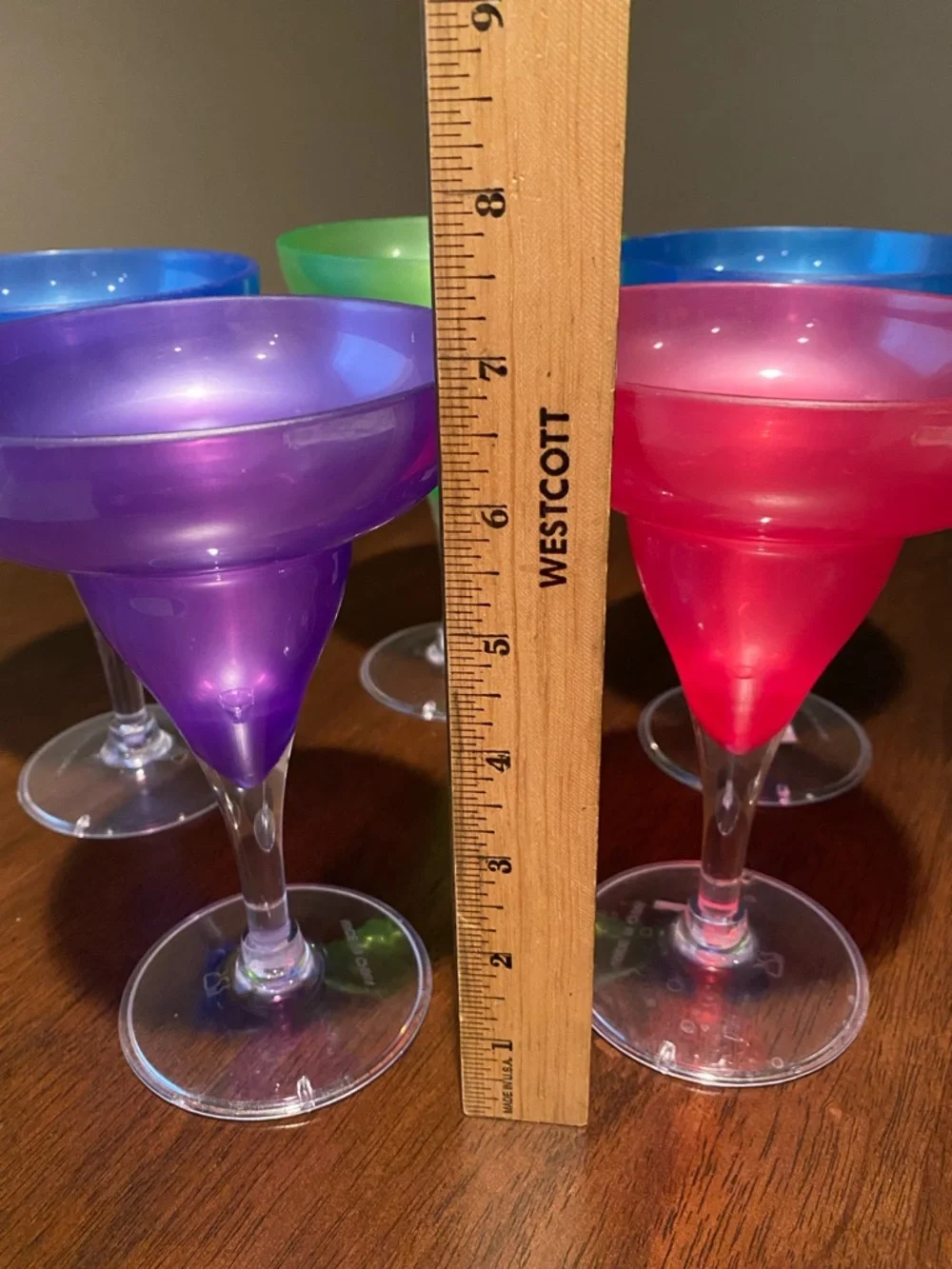 Set of 5 Colorful Plastic Margarita Glasses - Multicolor